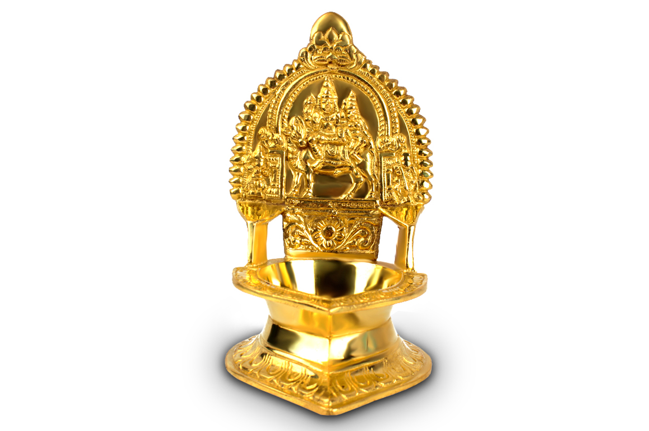 Shiva Parvati Oil Lamp In Brass
