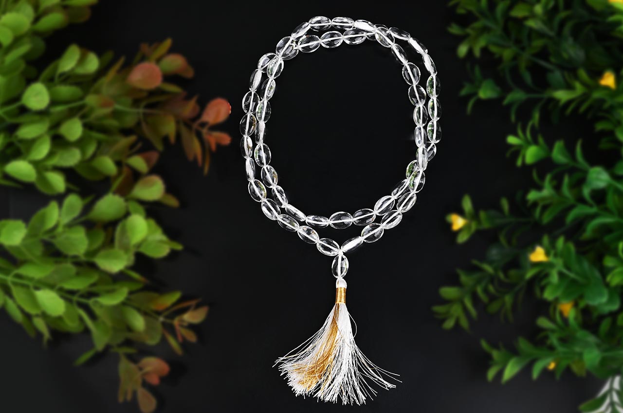 Sphatik Crystal Quartz Oval Mala