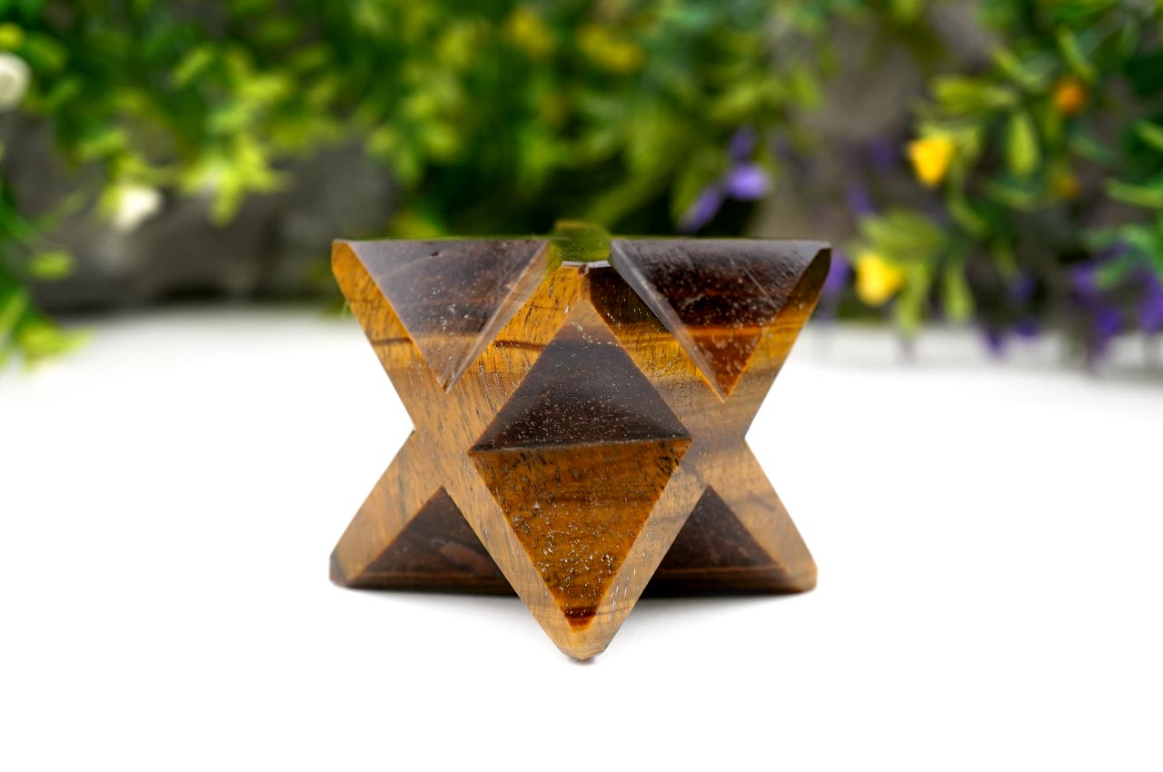 Star Pyramid in Tiger Eye - Luck and Stability - 293 gms