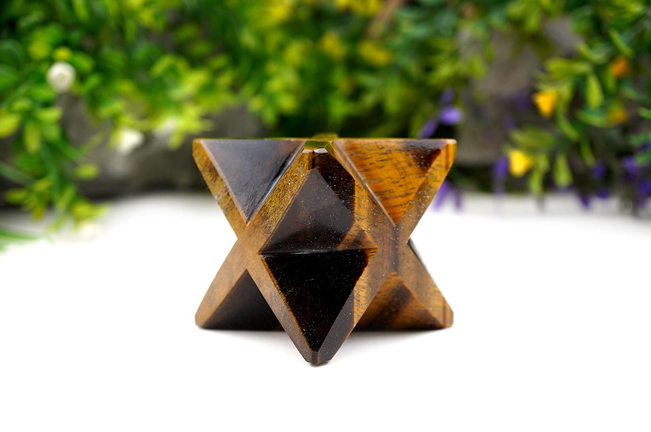 Star Pyramid in Tiger Eye - Luck and Stability - 312 gms