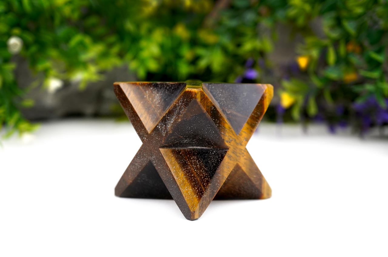 Star Pyramid in Tiger Eye - Luck and Stability - 325 gms
