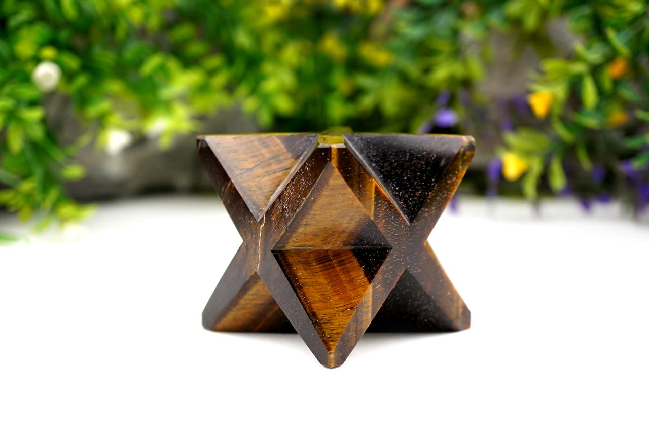 Star Pyramid in Tiger Eye - Luck and Stability - 340 gms