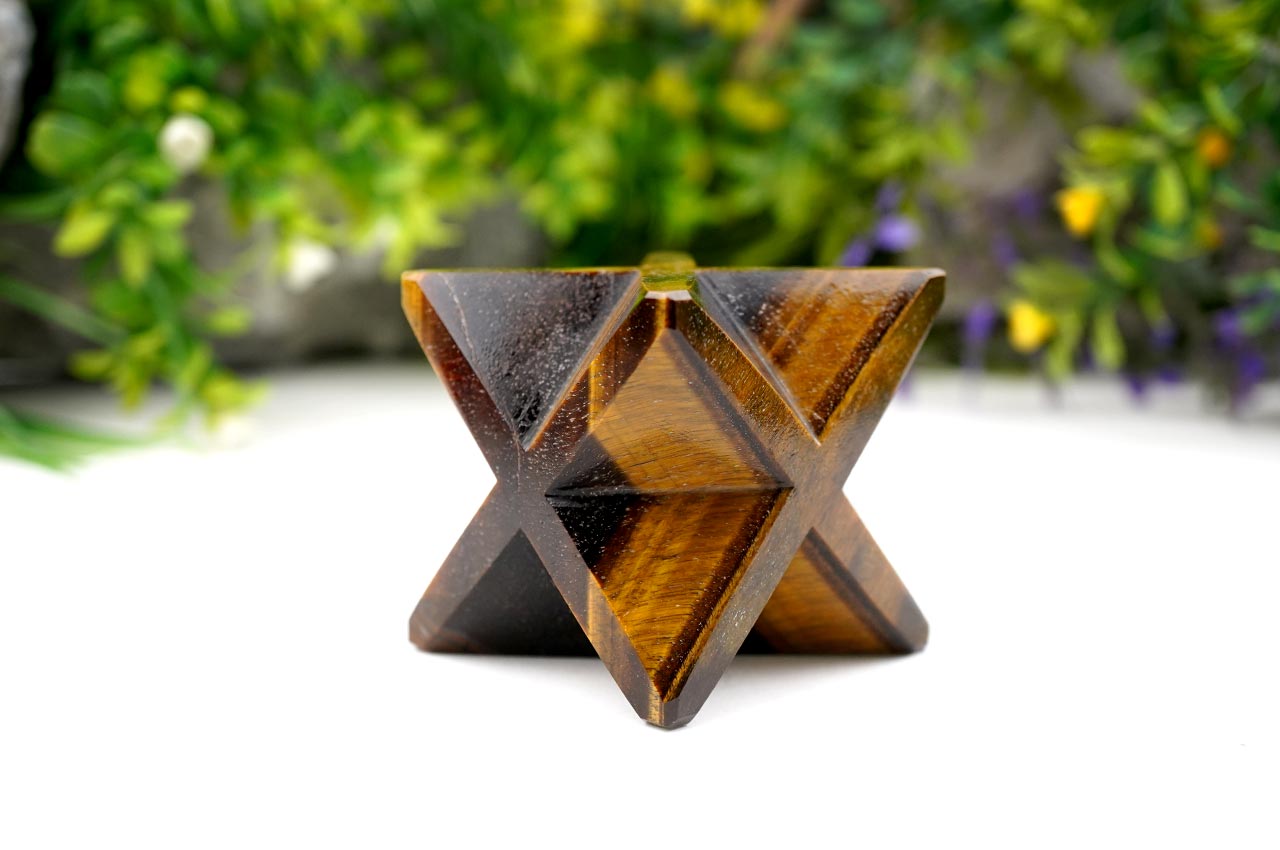 Star Pyramid in Tiger Eye - Luck and Stability - 347 gms