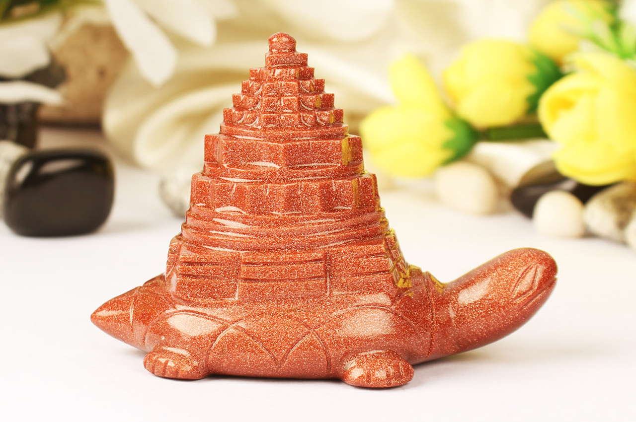 Sun Stone Shree Yantra on Tortoise