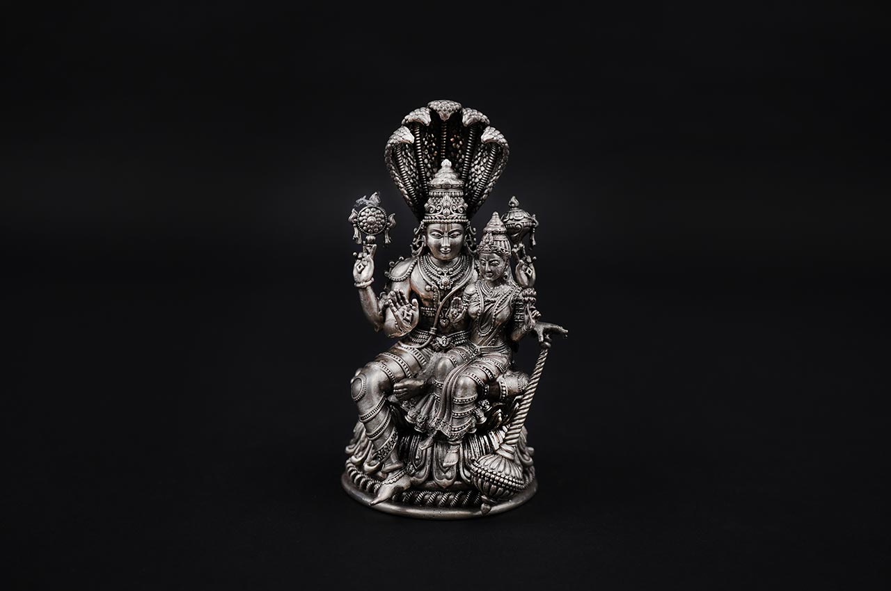 Vishnu Laxmi Sheshnaag 925 Sterling Silver Idol