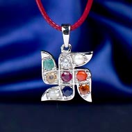 Navratna Pendant - Swastik Design