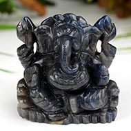 Ganesha Blue Sapphire Hand Carved Idol - 941 carats