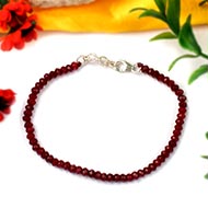 Ruby Faceted Button Shape Beads Bracelet