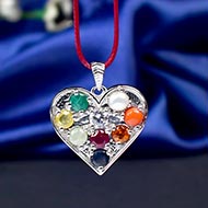 Navratna Pendant - Heart Design