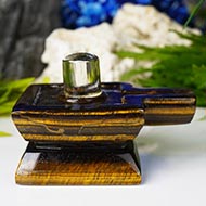 Sphatik Lingam with Tiger Eye Yoni Base