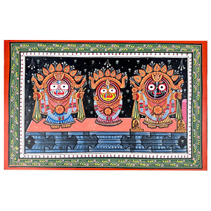 Jagganath Darbar Krishna Balrama Subhadra Swarna Bhesh Pattachitra Painting