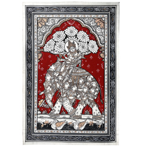 Kandarp Hasti (Elephant) Krishna Gopi Rasleela Pattachitra Painting