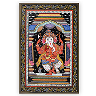 Chaturbhuj Ganesh Dancing Pattachitra Painting