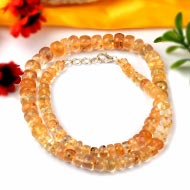 Natural Amber Button Shape Necklace