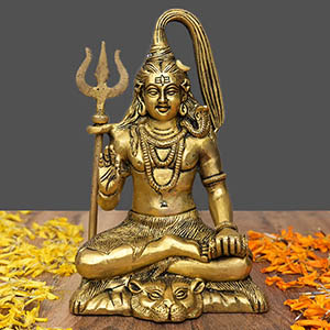 Meditating Shiva Brass Idol Small
