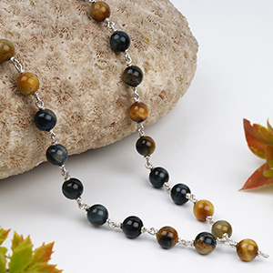 Black Cat's Eye 925 Silver Wire Mala