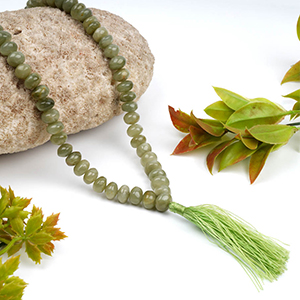 Green Cat's Eye Elliptical Beads Necklace