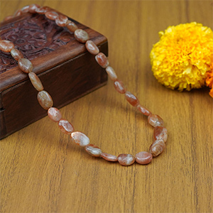 Sunstone Oval Beads Necklace