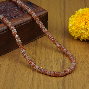 Sunstone Button Shape Necklace