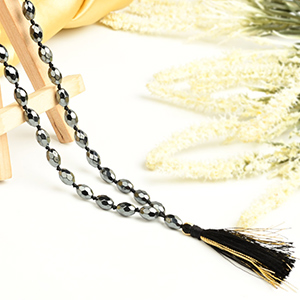 Hematite Faceted Oval Beads Mala