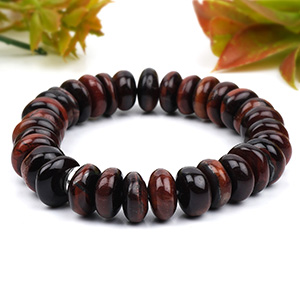 Red Tiger Eye Elliptical Beads Bracelet
