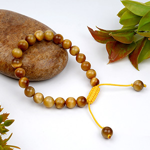 Brown Cats Eye Adjustable Thread Bracelet - 8 mm