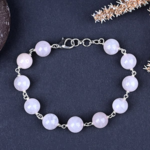Rose Quartz German Silver Wire Bracelet - 10mm