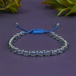 Blue Topaz 925 Silver Chakri Bracelet - 6 mm