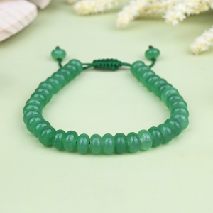Green Aventurine Eliptical Beads Adjustable Bracelet