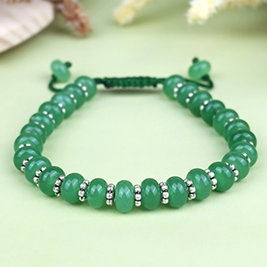 Green Aventurine Eliptical Bead Adjustable Bracelet