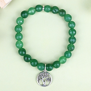 Green Aventurine Faceted Beads Life of Tree Trinklet Bracelet