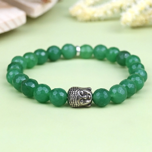 Green Aventurine Faceted Beads Buddha Charm Trinklet Bracelet