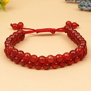 Red Carnelian Faceted Double Layer Thread Bracelet