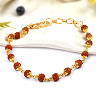 Rudraksha punchmukhi Bracelet with pure gold flower caps - 5mm