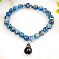 Kyanite Elastic Bracelet With Silver Trinklet - I