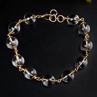 Round Sphatik Bracelet with Gold Polish Caps & Hook