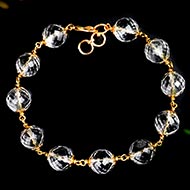 Round Faceted Sphatik Bracelet with Gold Polish Caps & Hook