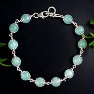 Amazonite Silver Flower Caps Bracelet