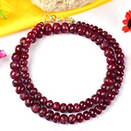 Ruby Faceted Button Shape Necklace