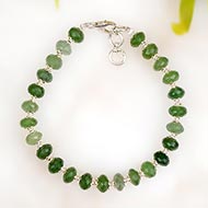 Serpentine Faceted Silver Flower Caps Bracelet