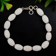 White Coral Drum Shape Silver Chakri Bracelet