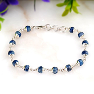 Kyanite Faceted Silver Flower Caps Bracelet