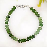 Serpentine Button Shape Faceted Silver Chakri Bracelet