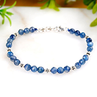 Kyanite Faceted Silver Chakra & Balls Bracelet