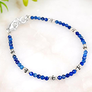Kyanite Faceted Bracelet With Silver Balls & Chakri