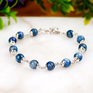 Kyanite Bracelet With Silver Flower Caps - I
