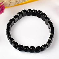 Black Jade Bracelet - Oval Faceted Beads - I