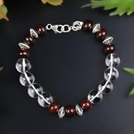 Round Sphatik & Red Sandalwood Bracelet