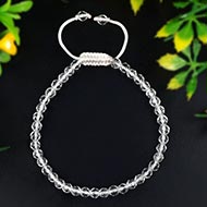 Round Faceted Sphatik Bracelet with Adjustable Thread