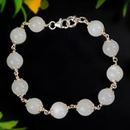 Moonstone Silver Flower Caps Bracelet